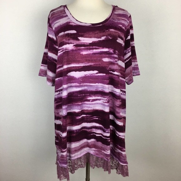LOGO Maroon Stripe Tunic With Lace XL